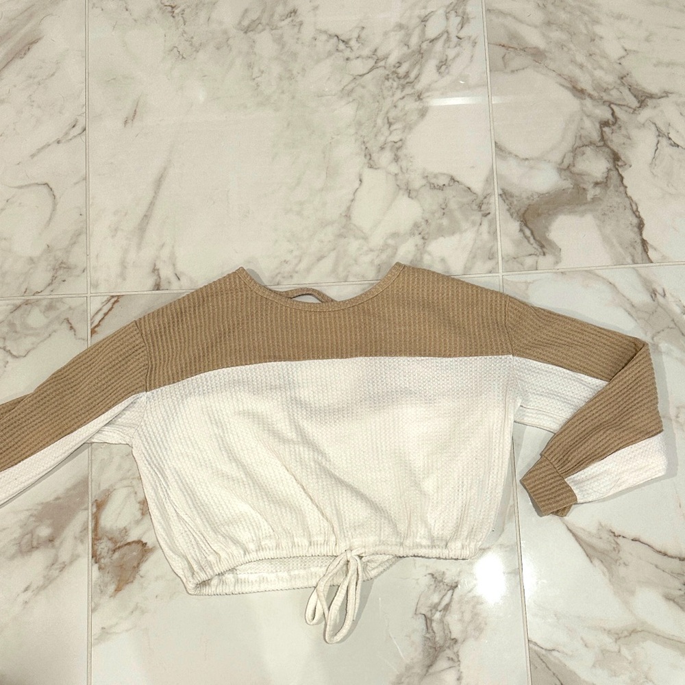 Hollister Blouse White and Tan